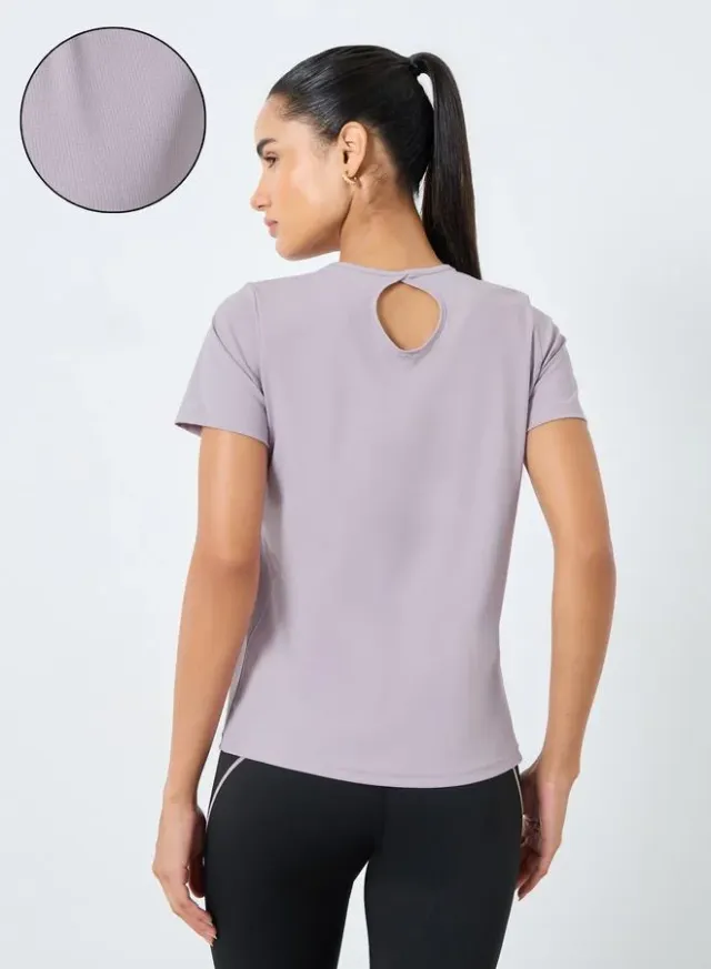 Lilac Round Neck Short Sleeve Training Top - Polyamide – image 4
