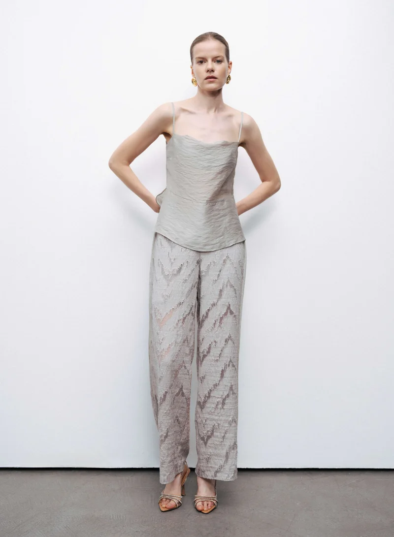 Jacquard Trousers Light Gray