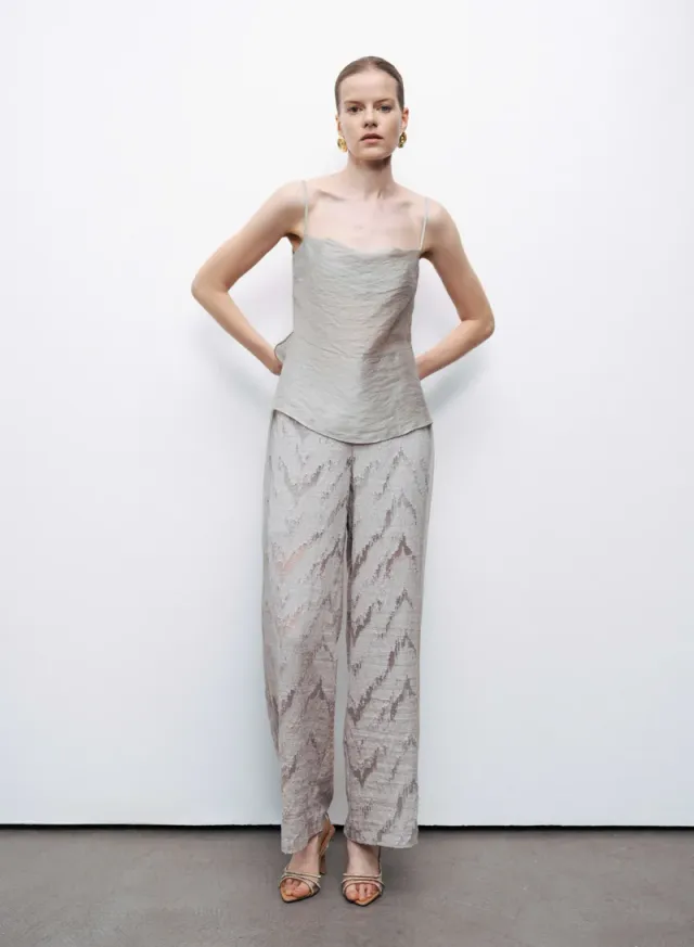 Jacquard Trousers Light Gray