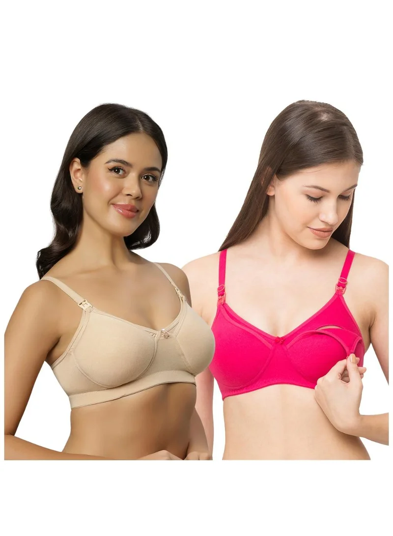 Cotton Wireless Maternity Nursing Bra Bright Pink