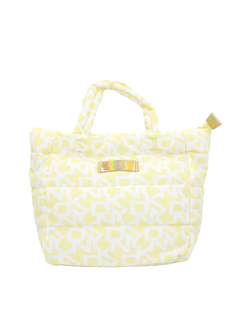 DKNY Signature Puffer Mini Tote Cosmetic Bag - Light Yellow