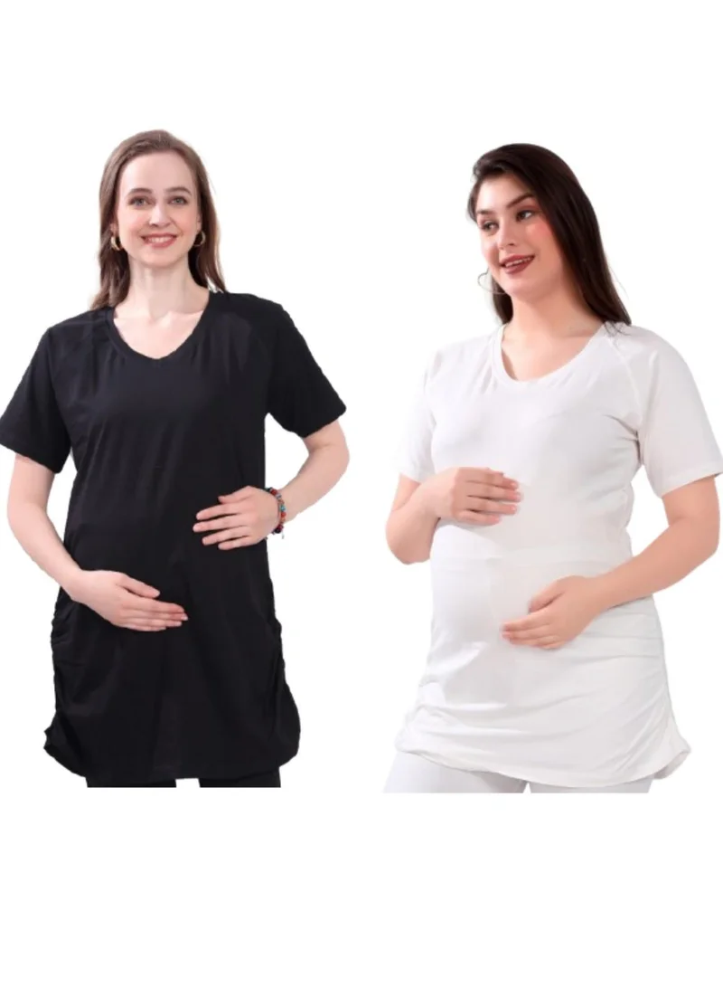 TUMMY Pack of 2 Maternity T-shirts Black and White