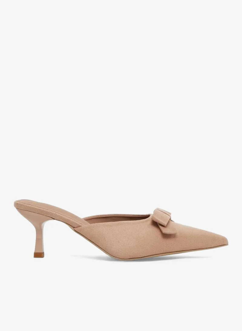 Bow Detail Mules Tan