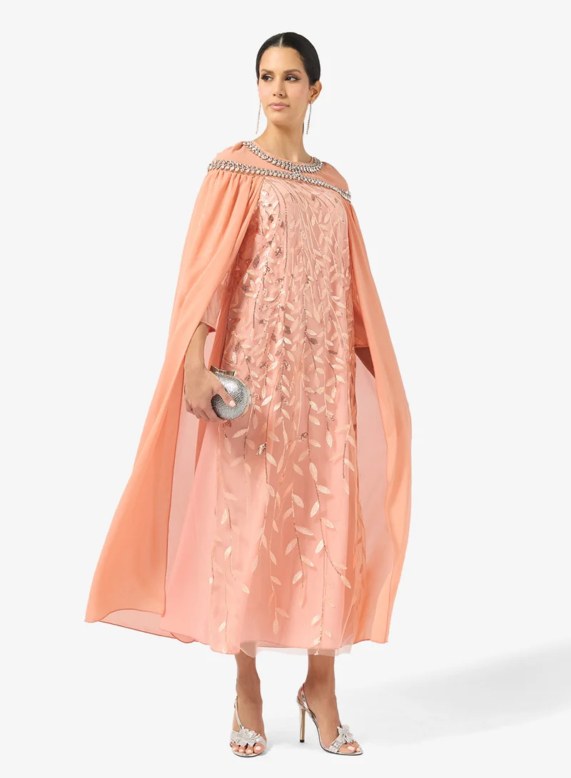 Embellished Cape Dress