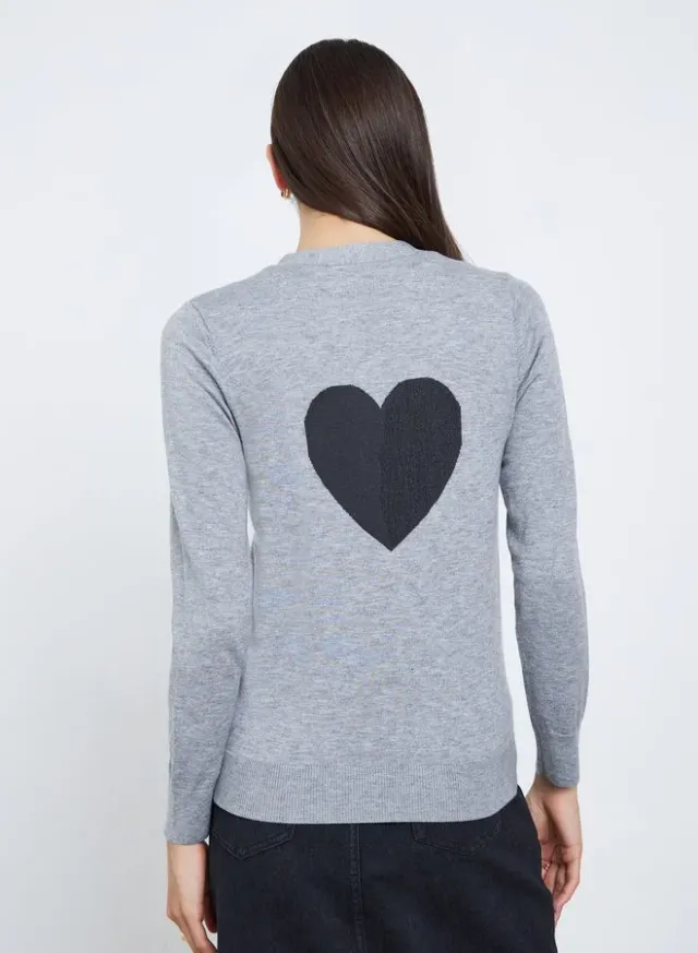 Take Two Heart Print Regular Fit Cardigan Grey – image 5
