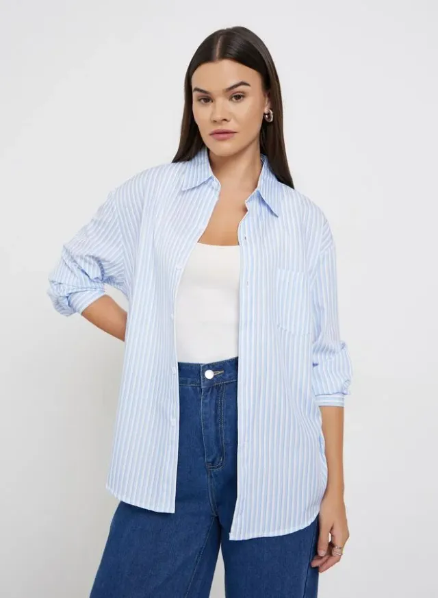 Striped Oversized Long Sleeve Shirt