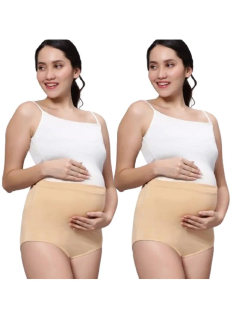 Women's High Waist Maternity Panties Set of 2 Wheat