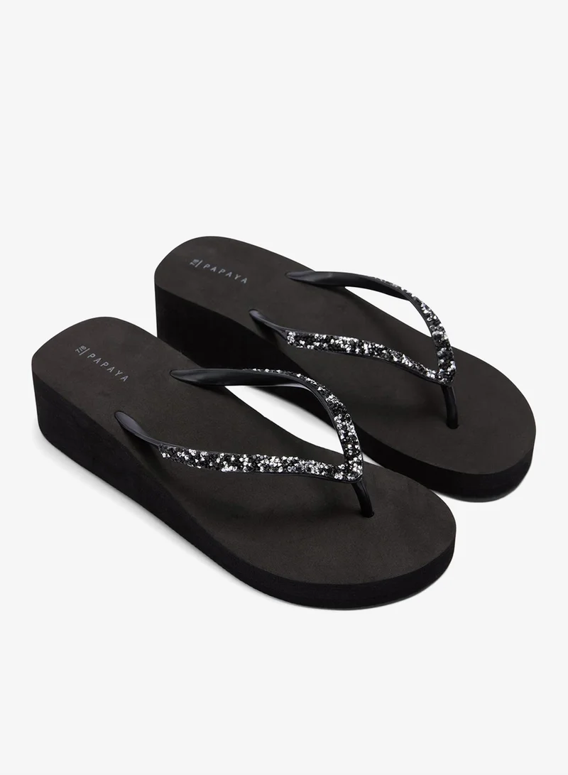 Wedge Flip Flops Black