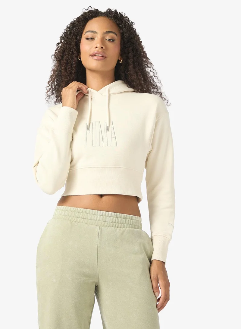 Essential Relaxed Graphic Hoodie Beige