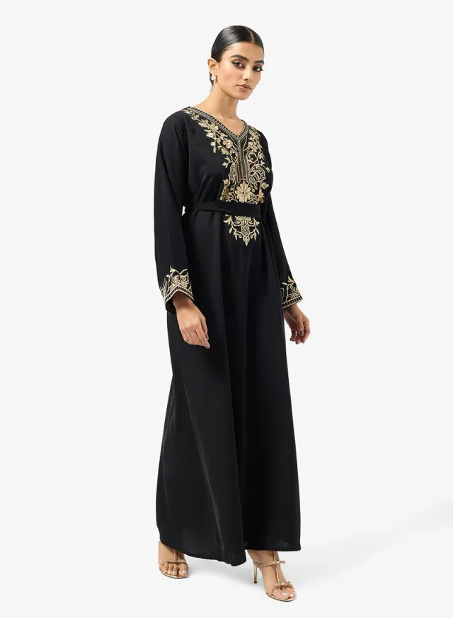 Embroidered Belted Jalabiya – image 4
