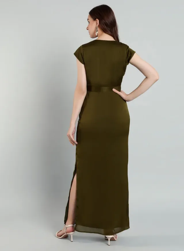 Mish Buckle Maxi Dress Olive – image 5