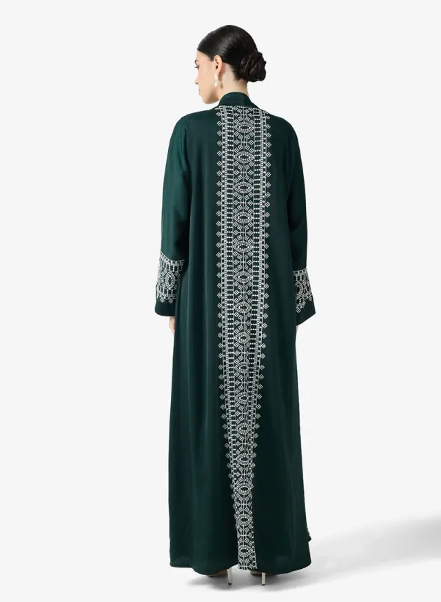 Emerald Green Embroidered Abaya with Sheila - Ramadan Set – image 2