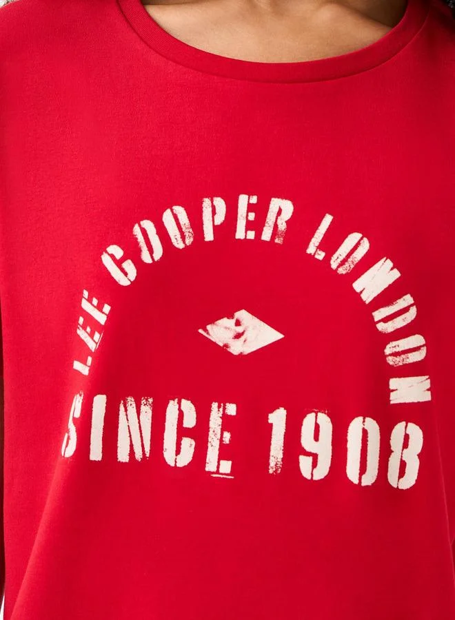 تيشيرت قطني بطبعة شعار Lee Cooper أحمر