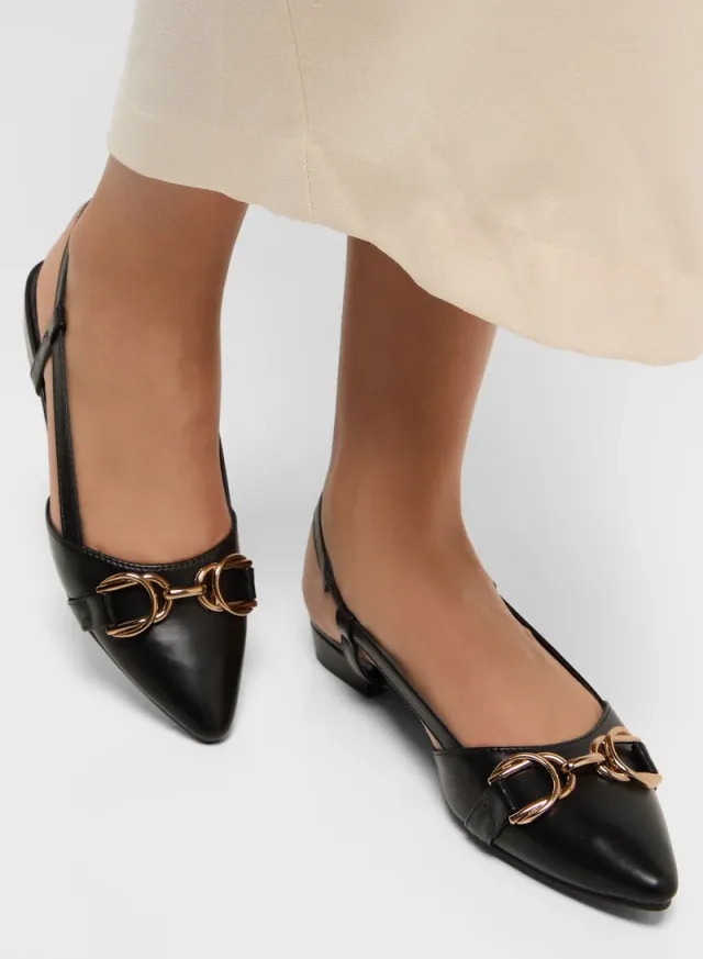 Metal Trim Pointy Toe Slingbacks – image 5