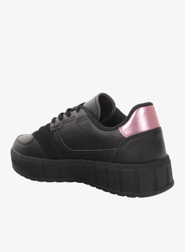 Women's Panelled Lace-Up Sneakers Black – image 4