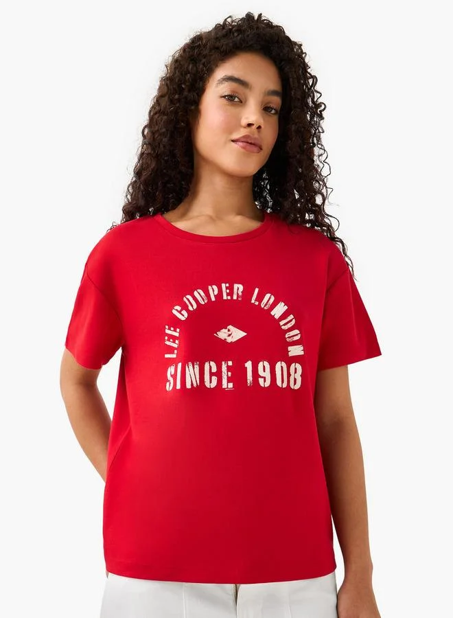 Lee Cooper Logo Print Cotton T-shirt Red
