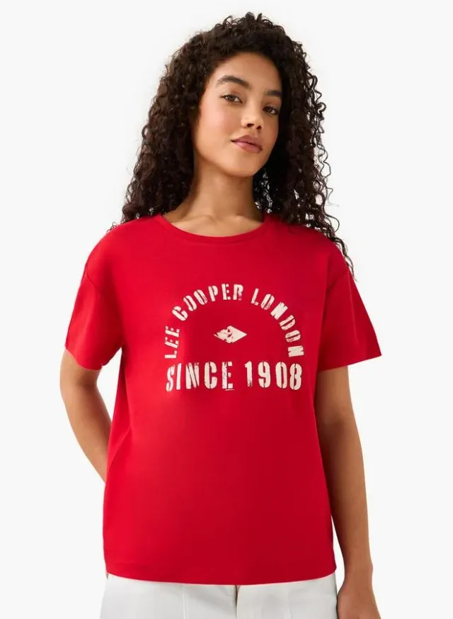 تيشيرت قطني بطبعة شعار Lee Cooper