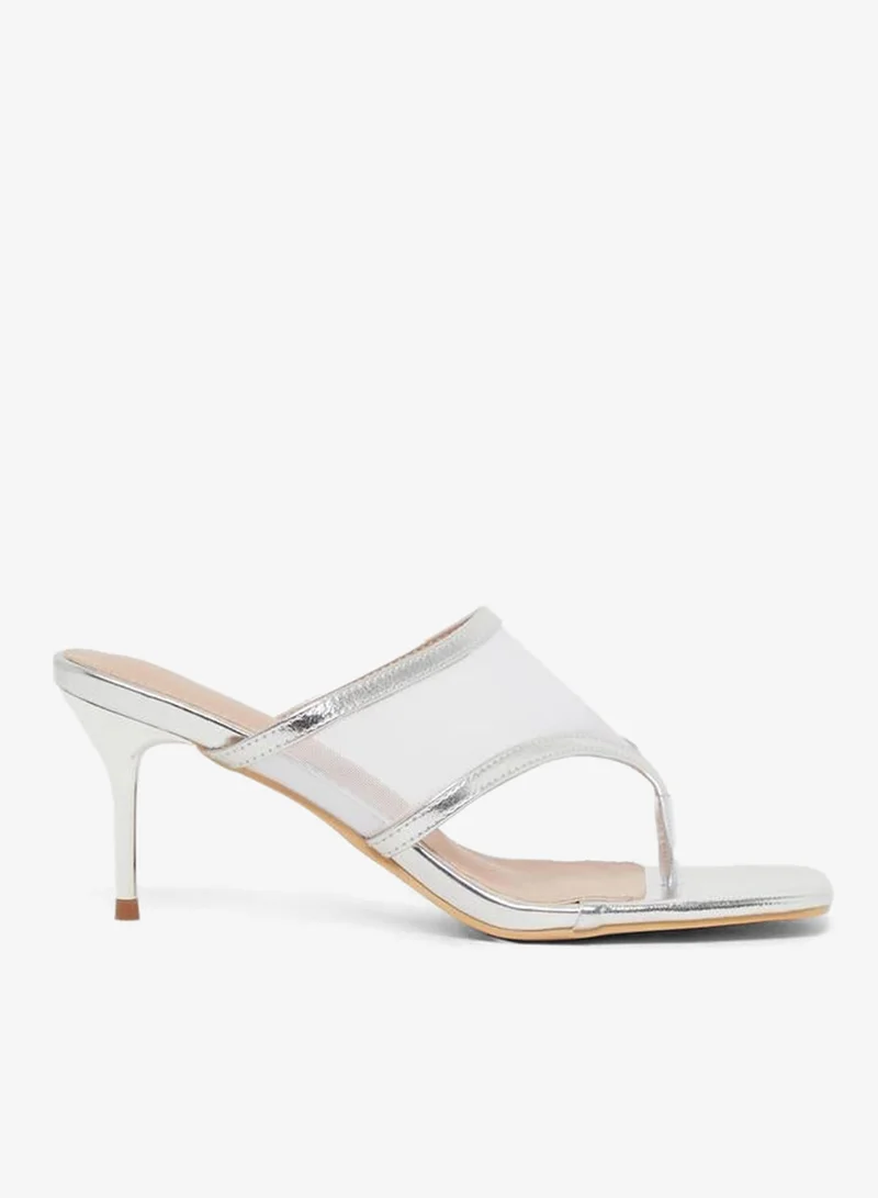 Styli Transparent Thong Stiletto Sandals Silver