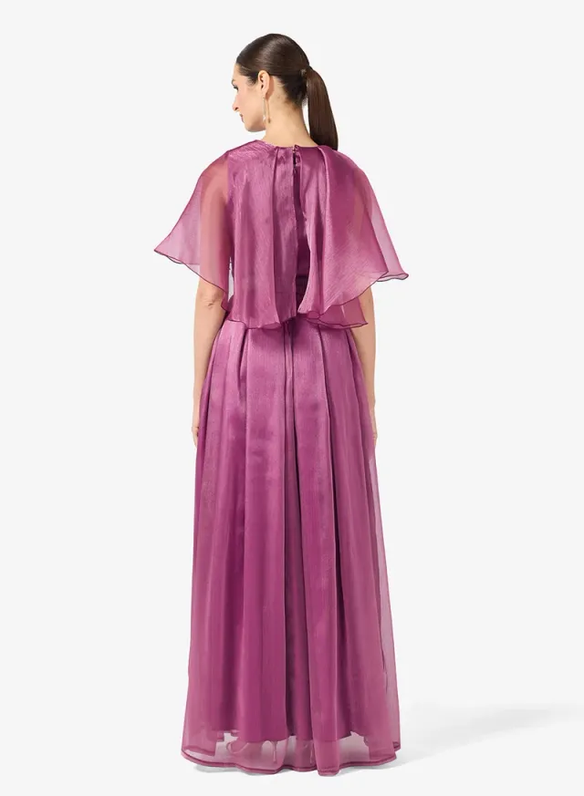 Magenta Textured Maxi A-Line Dress with Short Sleeves for Ramadan – image 2