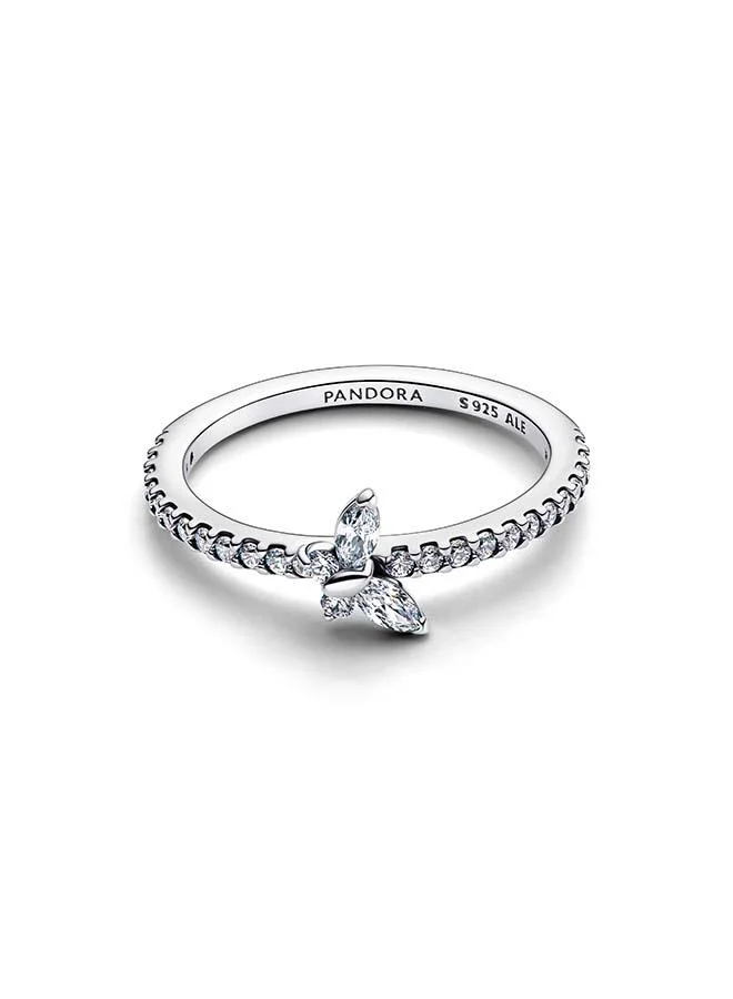 Sterling Silver Butterfly CZ Ring Clear
