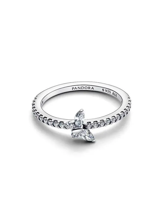 Sterling Silver Butterfly CZ Ring Clear