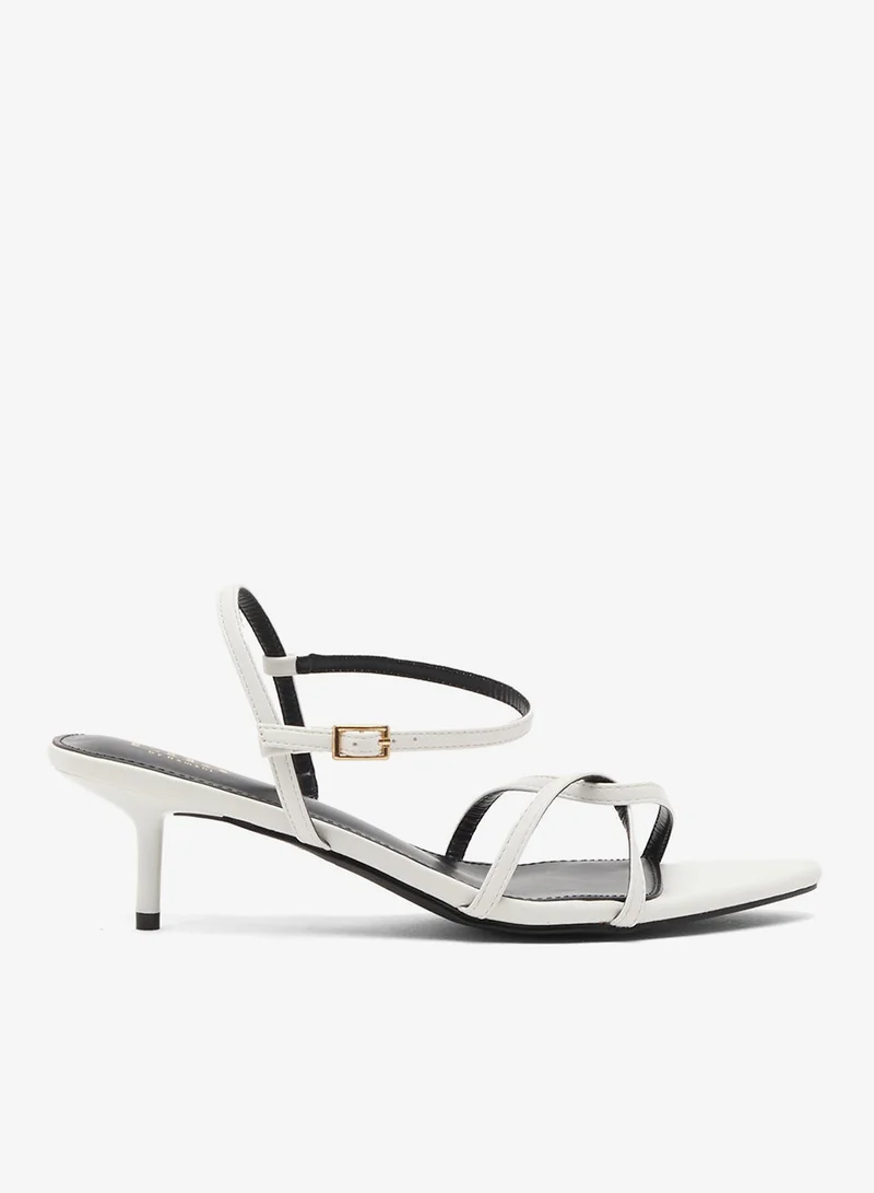 Mid Stiletto Heel Sandals White