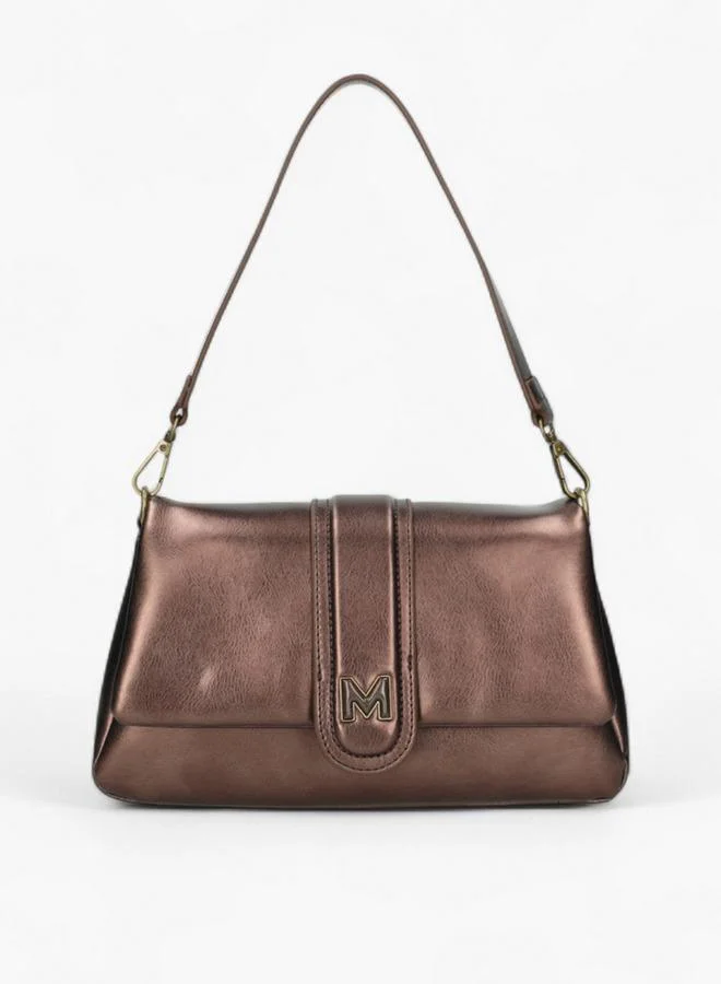 Solid Grab Handle Shoulder Bag