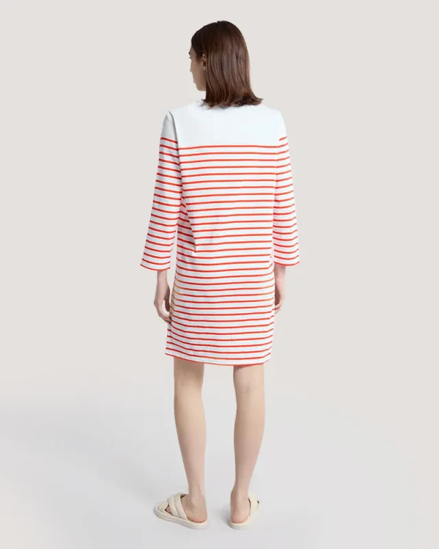 Red and White Striped Cotton Mini Dress with Three-Fourth Sleeves – image 2