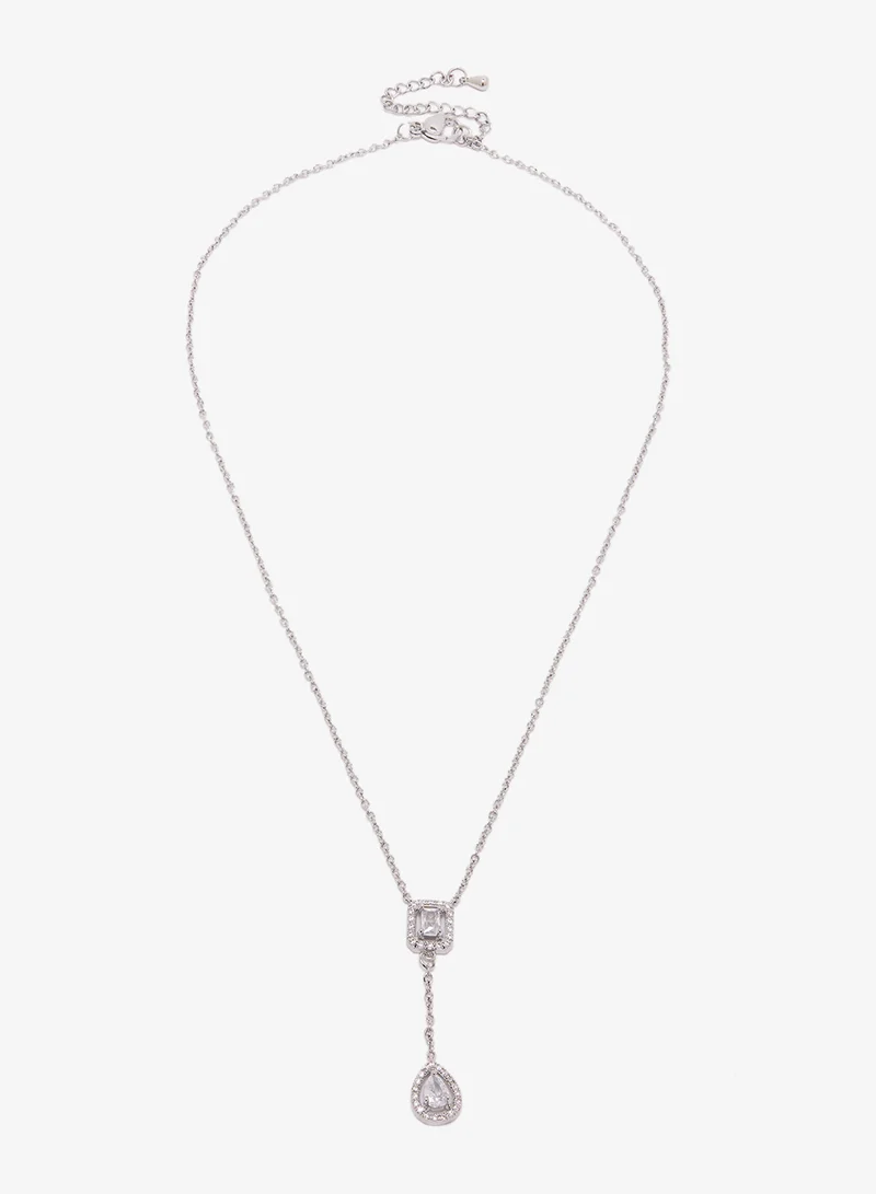 Diamante Embellished Necklace Silver