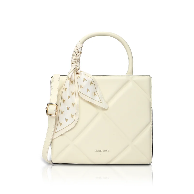 Luxe Quare25 Medium Satchel Off White