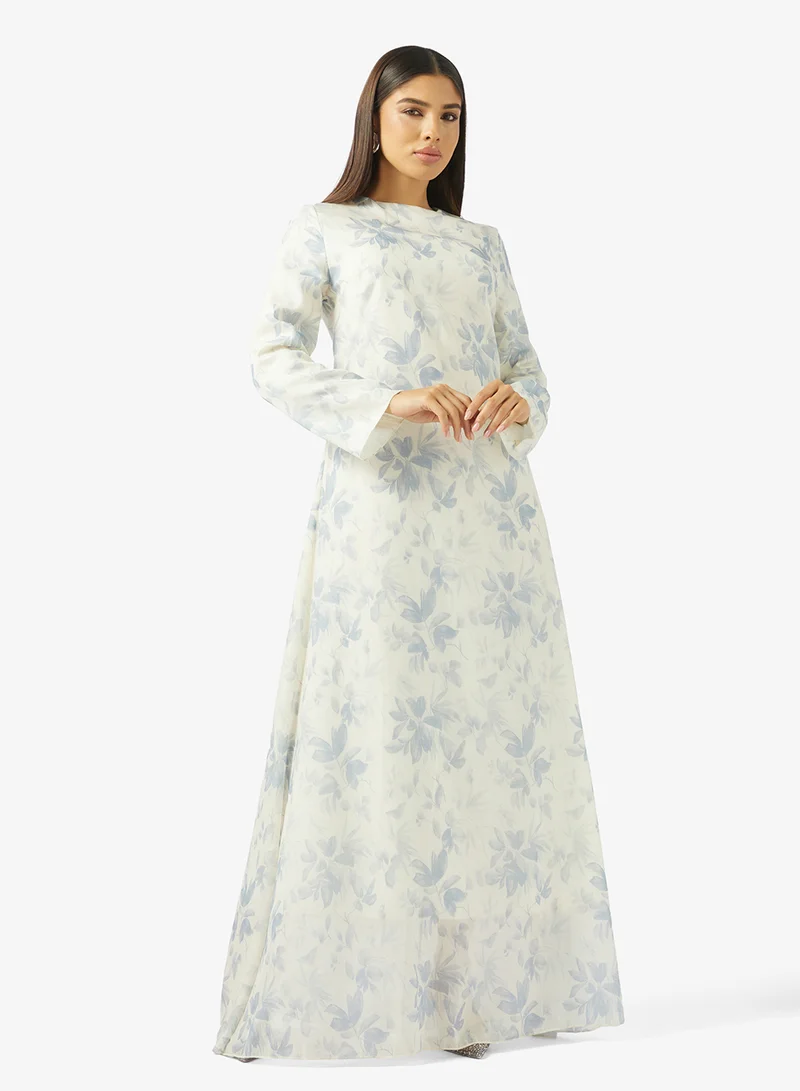 Floral Print Dress Ivory
