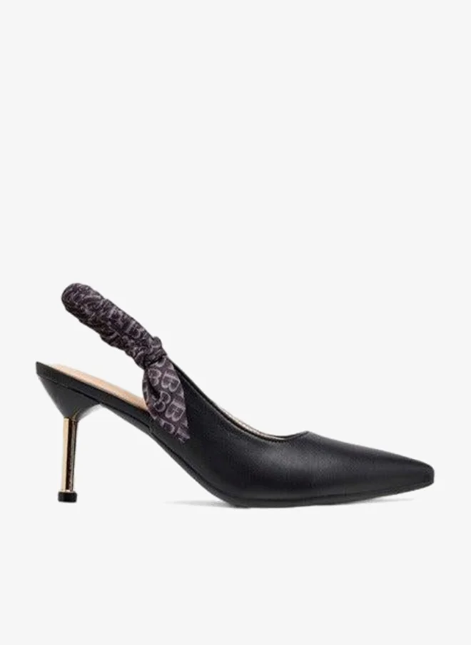 Ruched Slingback Stiletto Heels Black
