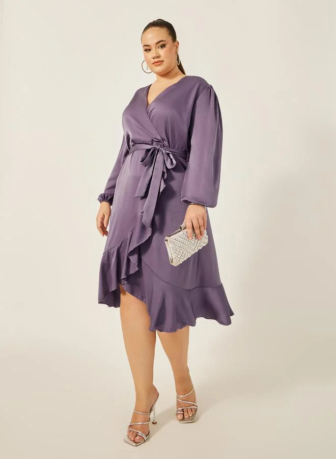 Ruffled Faux-Wrap Dress