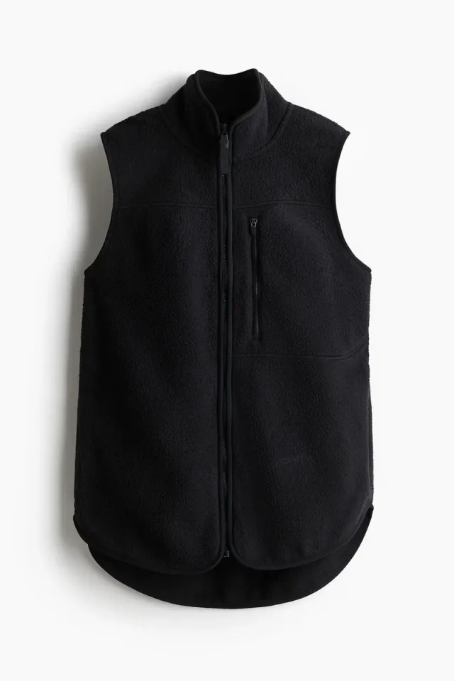 Women's Teddy Fleece Gilet, Black, High Collar, Zip Closure – image 2