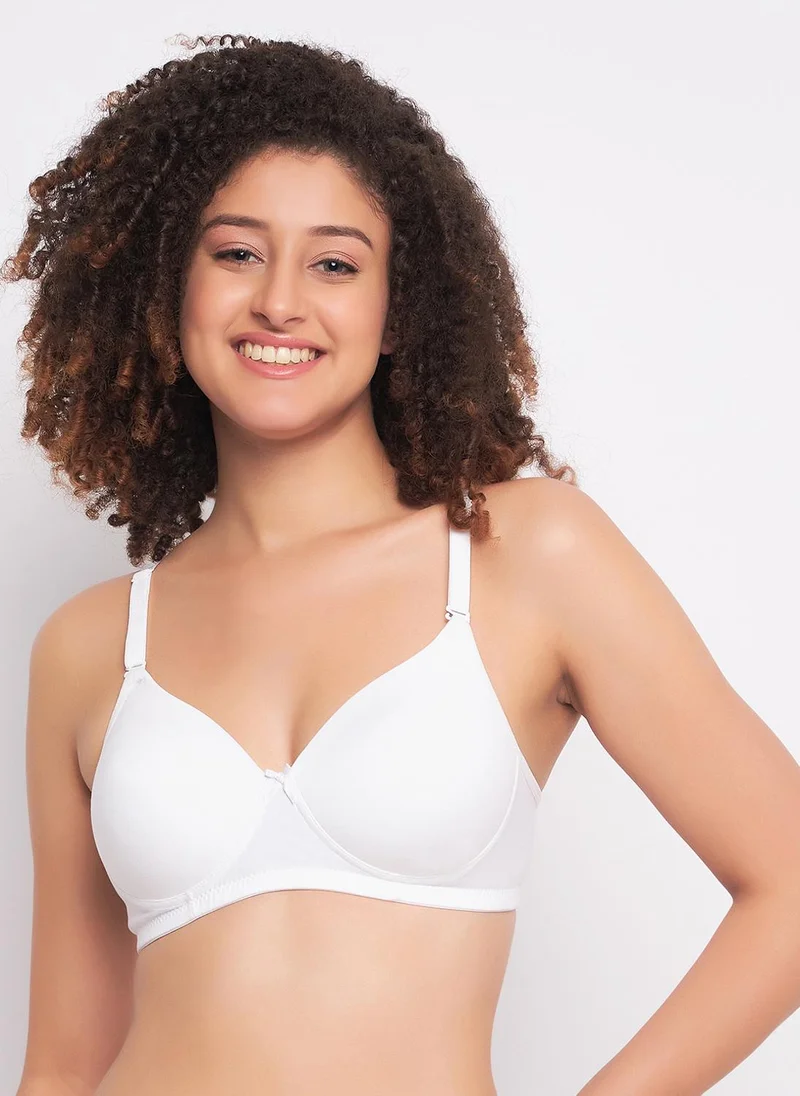 Clovia Cotton Padded Non-Wired T-shirt Bra White