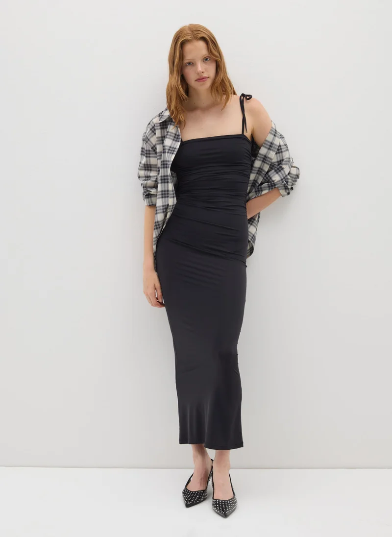 Ruched Long Dress Black