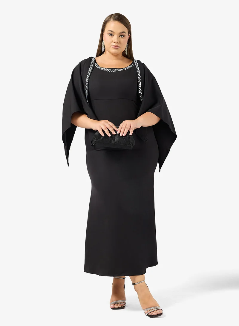 Cape Sleeve Plus Size A-Line Dress