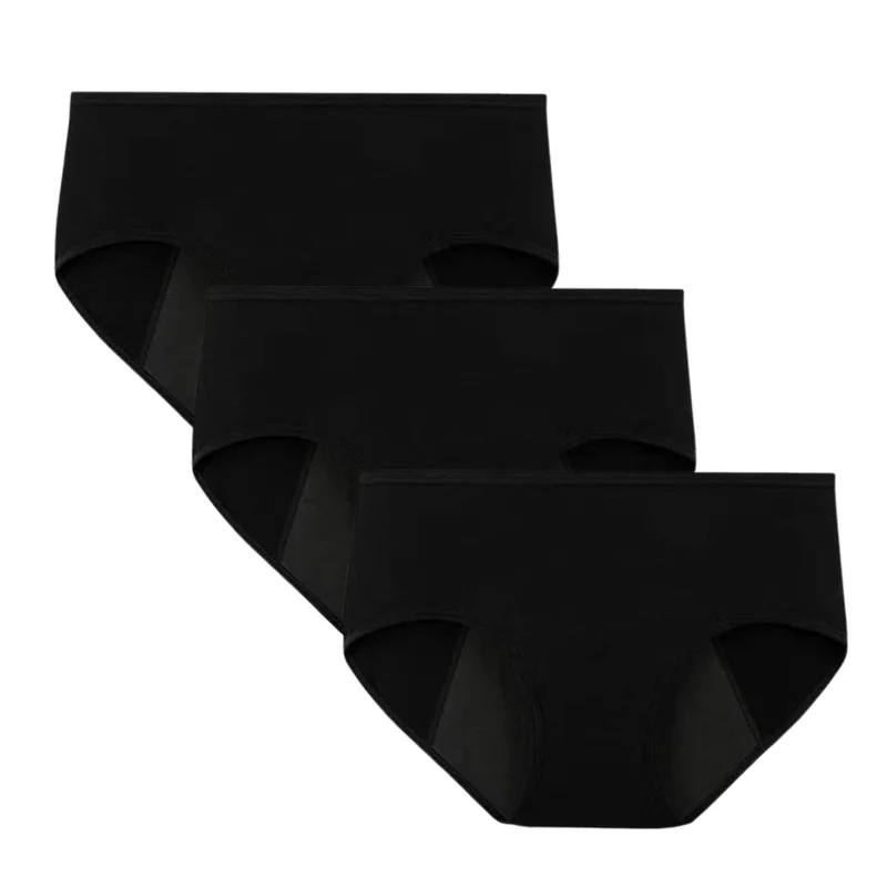 3-Pack Heavy Flow Reusable Period Panties Black