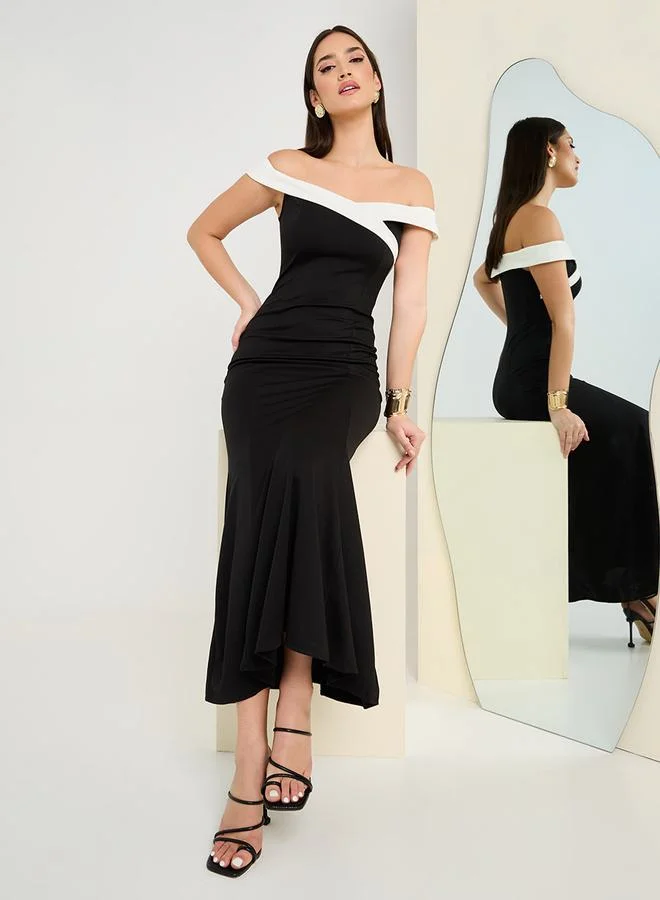 Off-Shoulder Trumpet Evening Dress