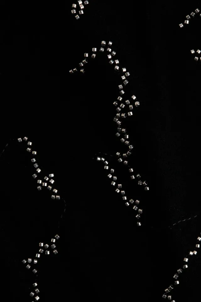 Black Velvet Beaded Embroidered Extra-Long Bootcut Trousers – image 7