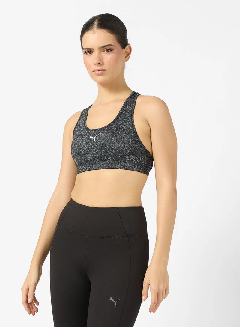 4Keeps Pebble Print Padded Sports Bra Charcoal Gray