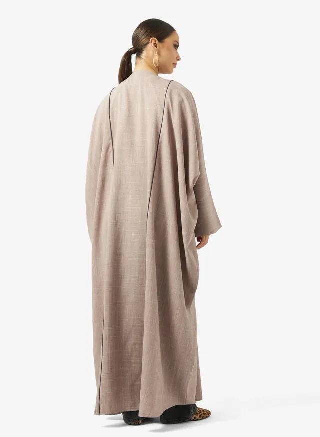 Beige Festive Abaya with Piping Details for Ramadan – image 4