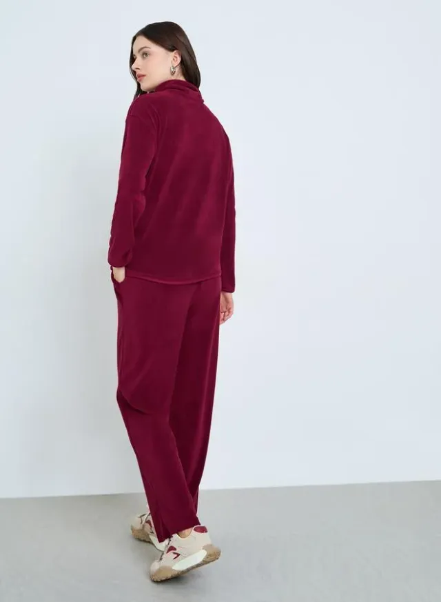 Fleece Jacket and Pants Set Burgundy – image 6