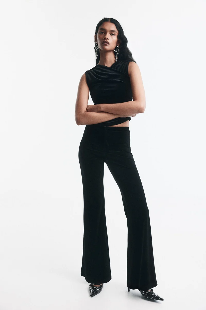 High-Waist Flared Trousers