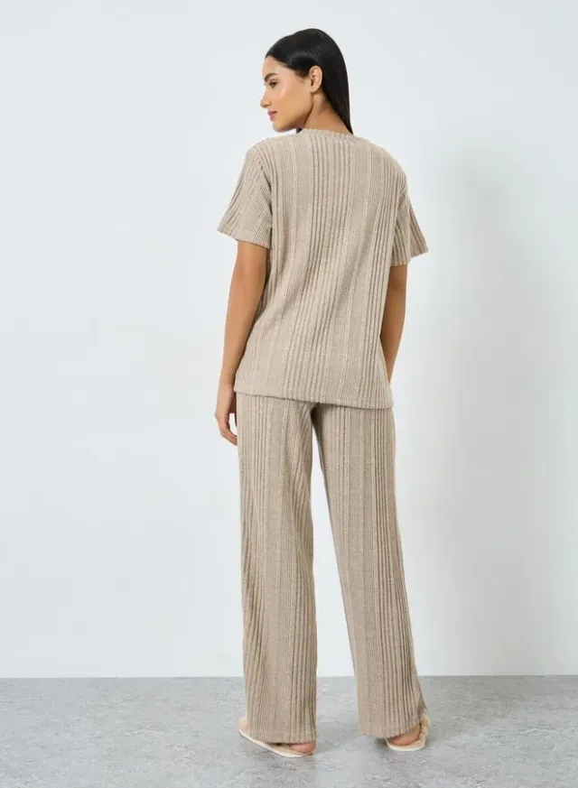Brushed Ribbed Melange Pajama Set – image 5