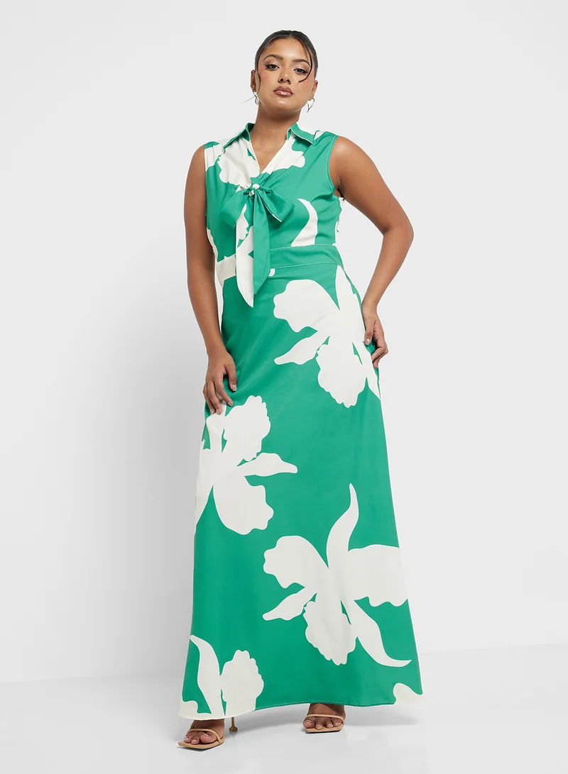 Floral Print Oversized Co-ord Set Green