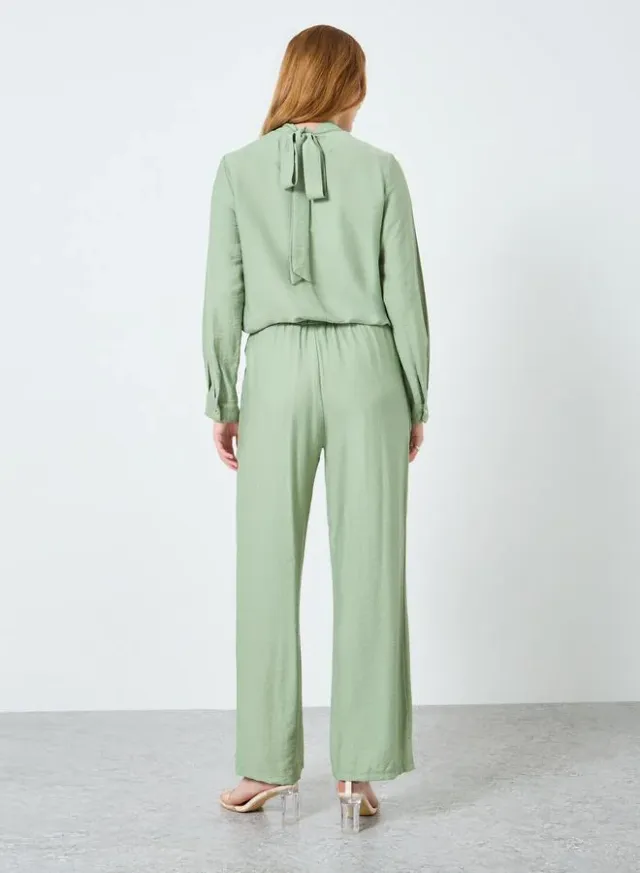 Women's Green Viscose High Neck Top and Pants Co-Ord Set – image 6