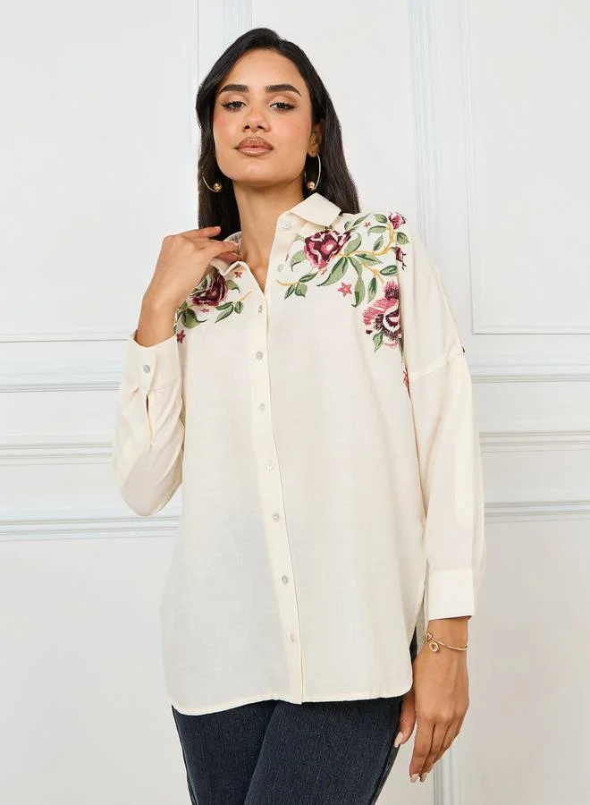 Oversized Striped Button Shirt Multicolour
