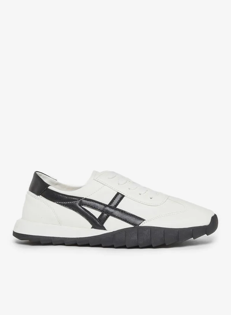 Women Black and White Lace-Up Sneakers