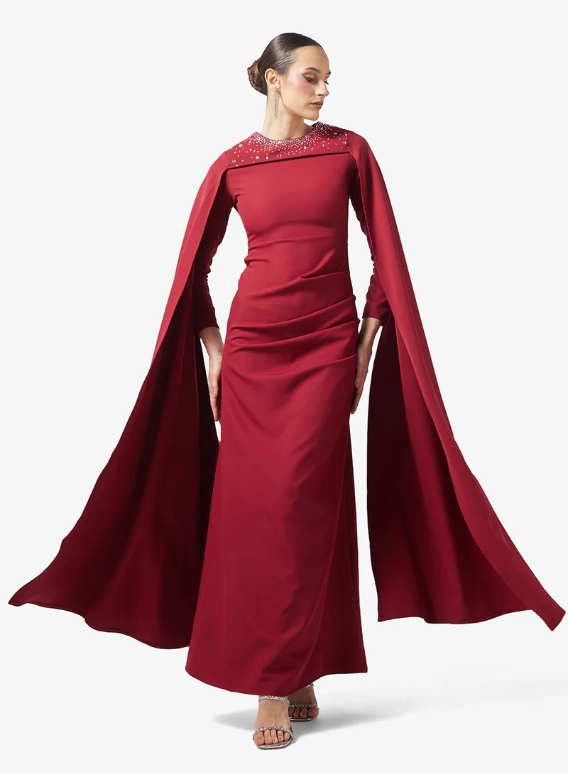 Embellished Statement Sleeve Dress